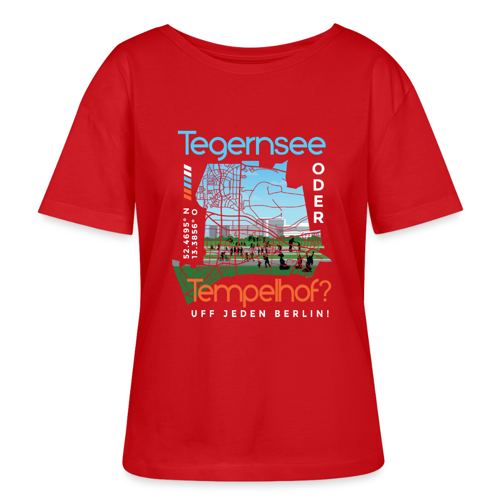 Tegernsee oder Tempelhof - Relaxed Rundhals Frauen Bio-T-Shirt - Rot