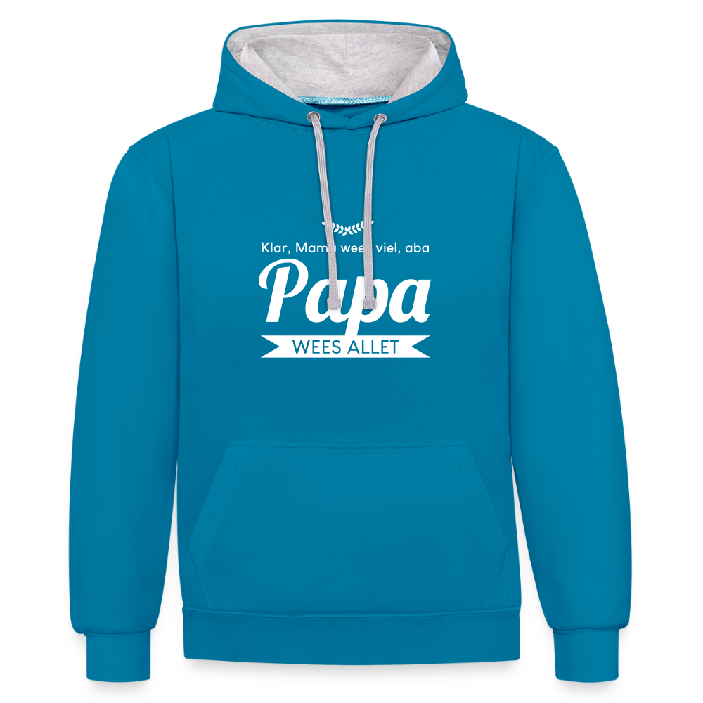 Opa wees allet - Kontrast Hoodie - Pfauenblau/Grau meliert
