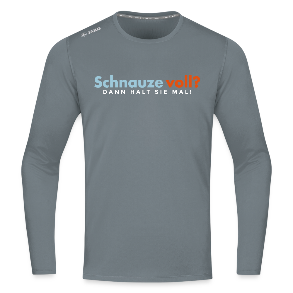 Schnauze voll? Dann halt sie mal! - Männer Sport Langamshirt - Grau