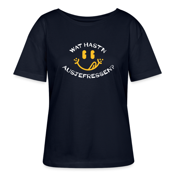 Wat Hast’n Ausjefressen - Relaxed Rundhals Frauen Bio-T-Shirt - Navy