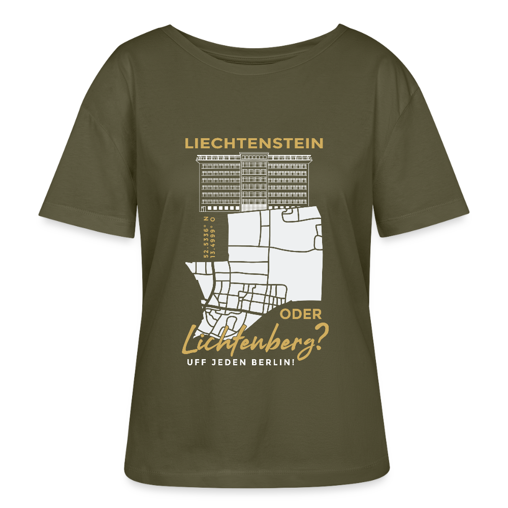 Liechtenstein oder Lichtenberg - Relaxed Rundhals Frauen Bio-T-Shirt - Khaki