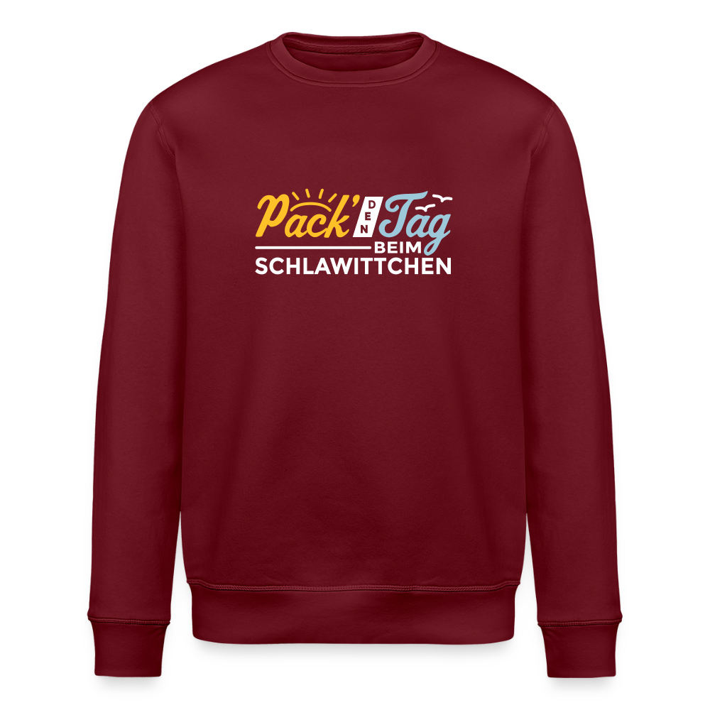Pack' den Tag beim Schlawittchen - Unisex Bio Sweatshirt - Burgunderrot