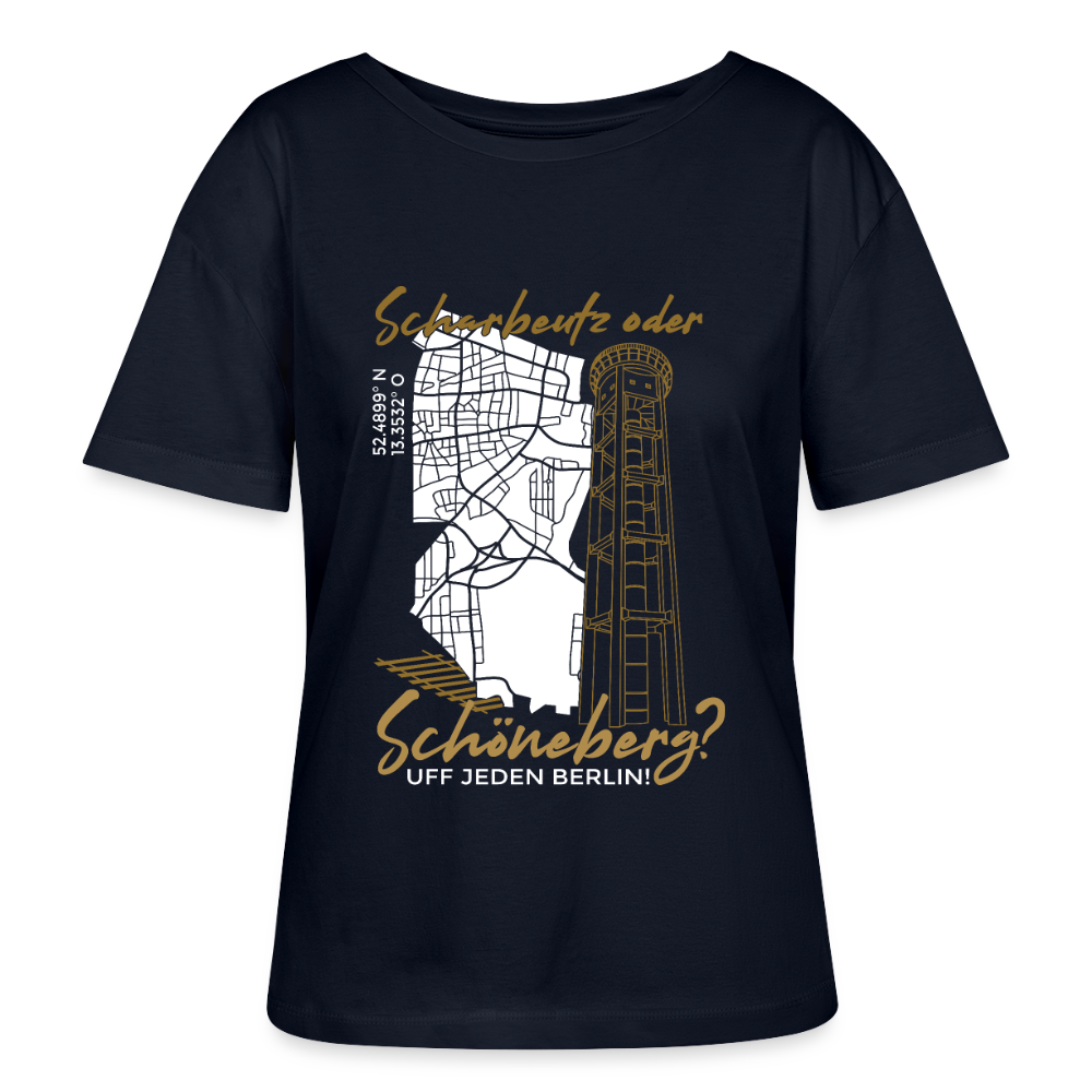 Scharbeutz oder Schöneberg - Relaxed Rundhals Frauen Bio-T-Shirt - Navy