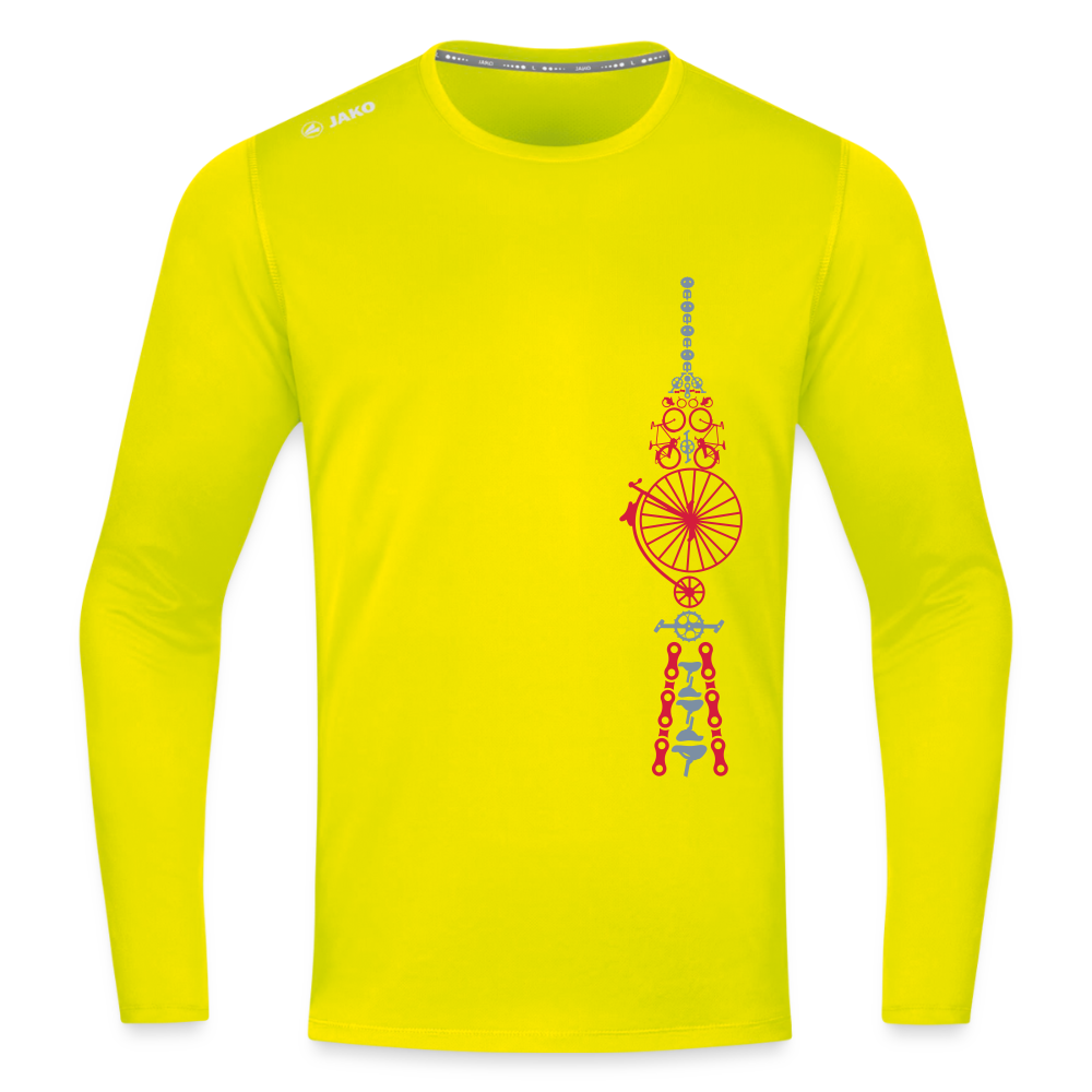 Fernsehturm der Fahrräder - Männer Sport Langamshirt - Neongelb