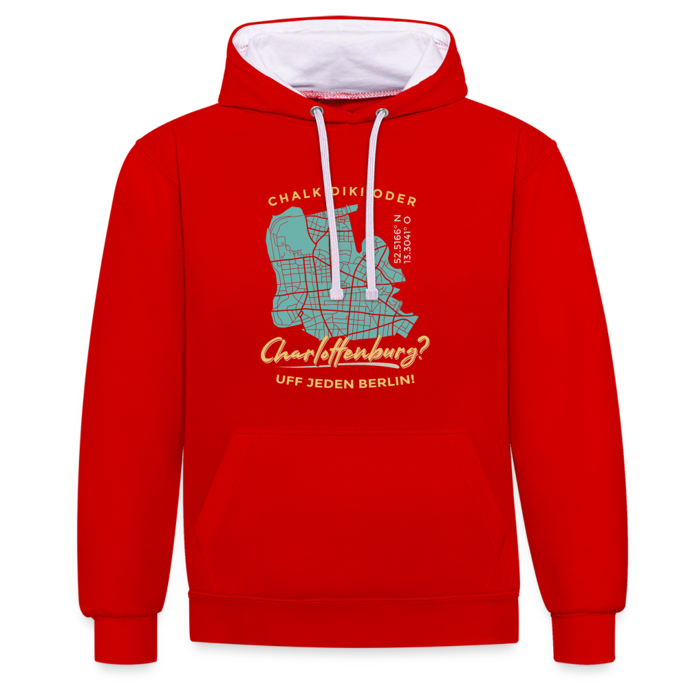 Chalkidiki oder Charlottenburg - Kontrast Hoodie - Rot/Weiß