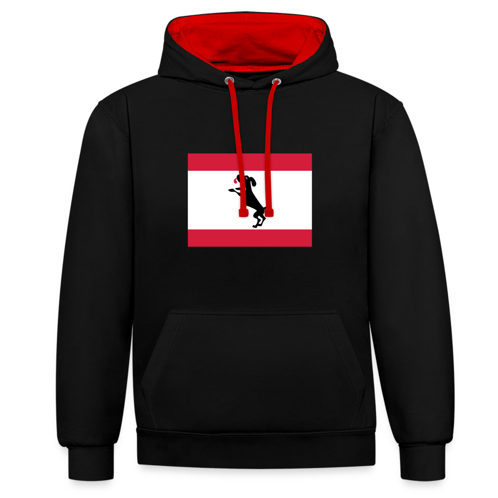 Berliner Flagge mit Hund - Kontrast Hoodie - Schwarz/Rot