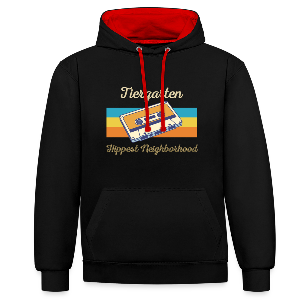 Tiergarten Hippest Neighborhood - Kontrast Hoodie - Schwarz/Rot