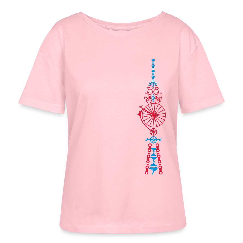 Fernsehturm der Fahrräder - Relaxed Rundhals Frauen Bio-T-Shirt - Hellrosa