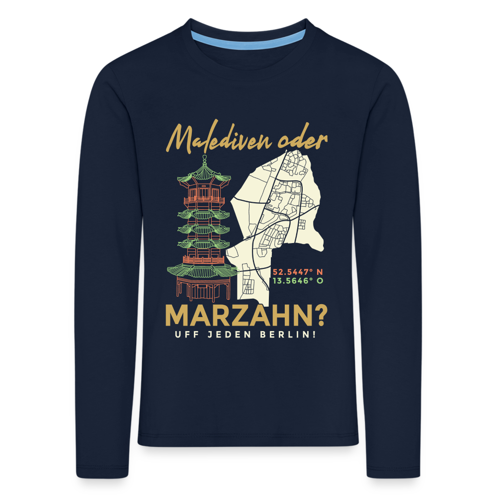 Malediven oder Marzahn - Kinder Langarmshirt - Navy
