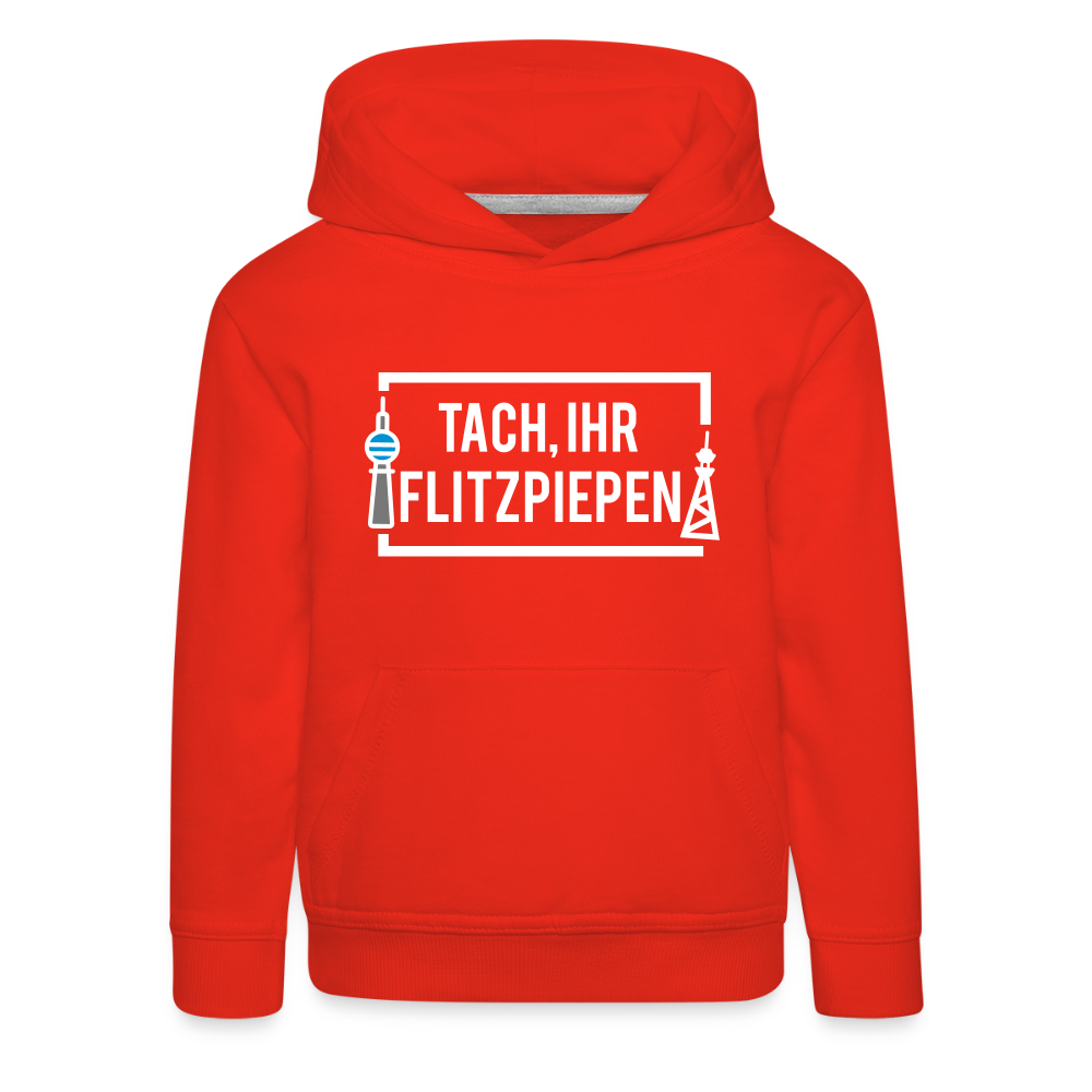 Tach ihr Flitzpiepen - weiß - Kinder Premium Hoodie - Rot