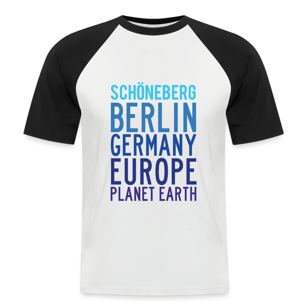 Schöneberg Planet Earth - Männer Baseball T-Shirt - Weiß/Schwarz