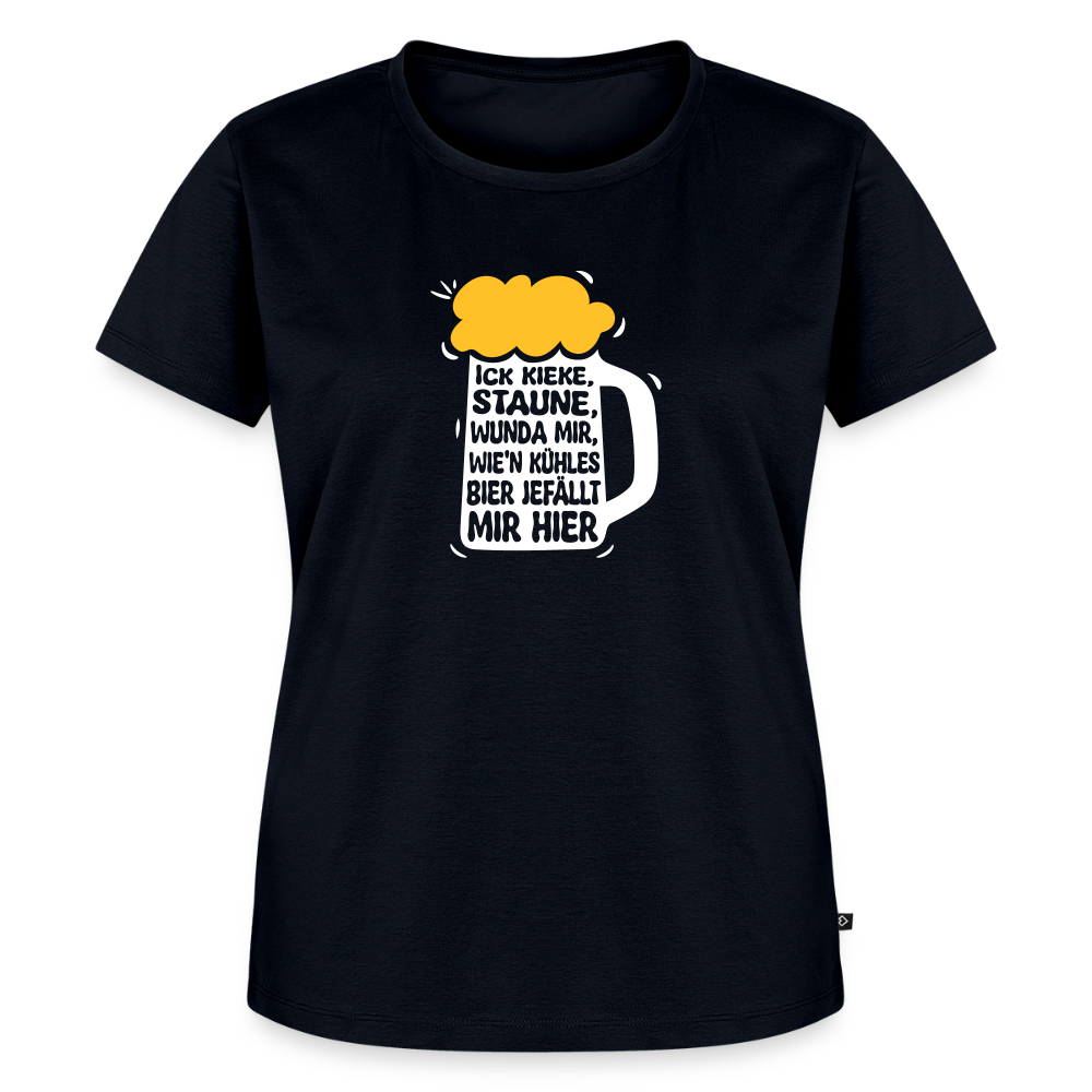 Ick kieke, staune, wunda mir, wie'n kühles Bier jefällt mir hier - Frauen Premium T-Shirt - Navy