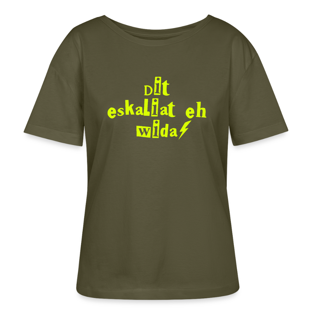 Dit eskaliat eh wilda  - Relaxed Rundhals Frauen Bio-T-Shirt - Khaki