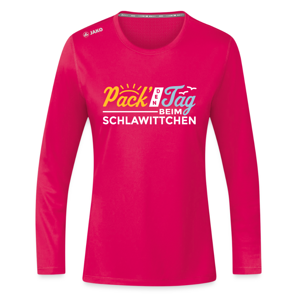 Pack' den Tag beim Schlawittchen - Frauen Sport Langarmshirt - dunkles Pink