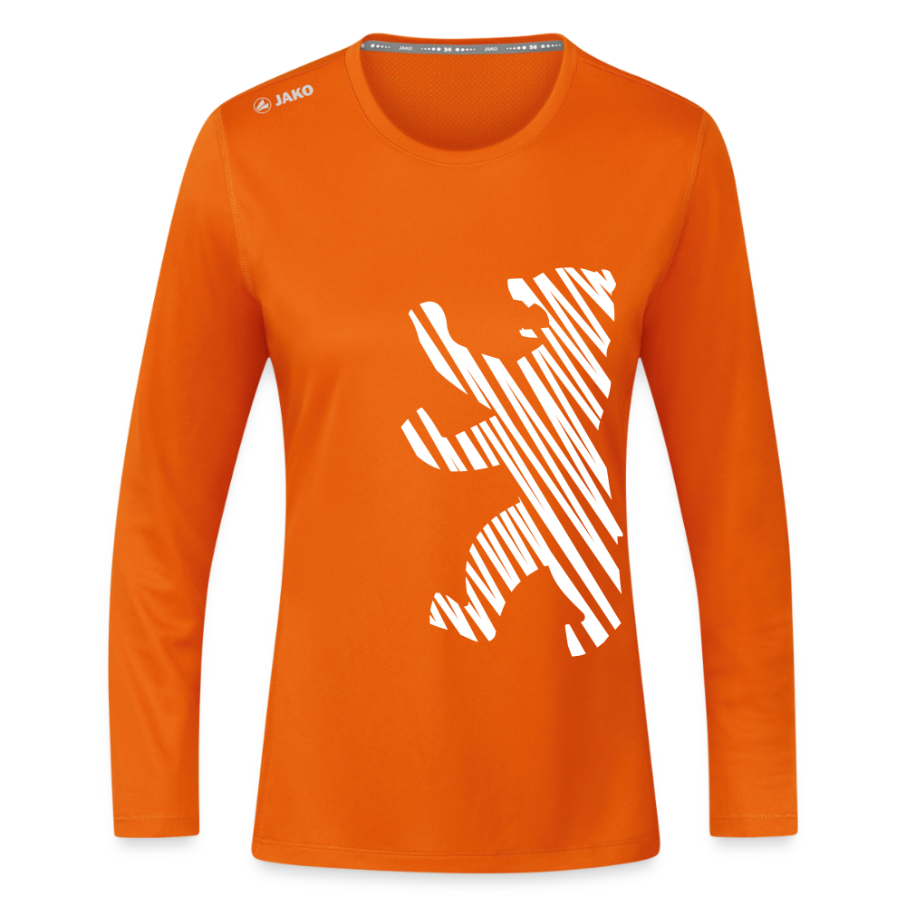 Berliner Bär im Netz - weiß - Frauen Sport Langarmshirt - Neonorange