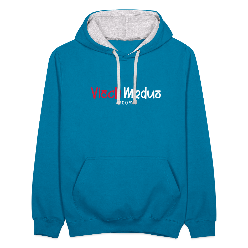 Viech Modus 100% - Kontrast Hoodie - Pfauenblau/Grau meliert