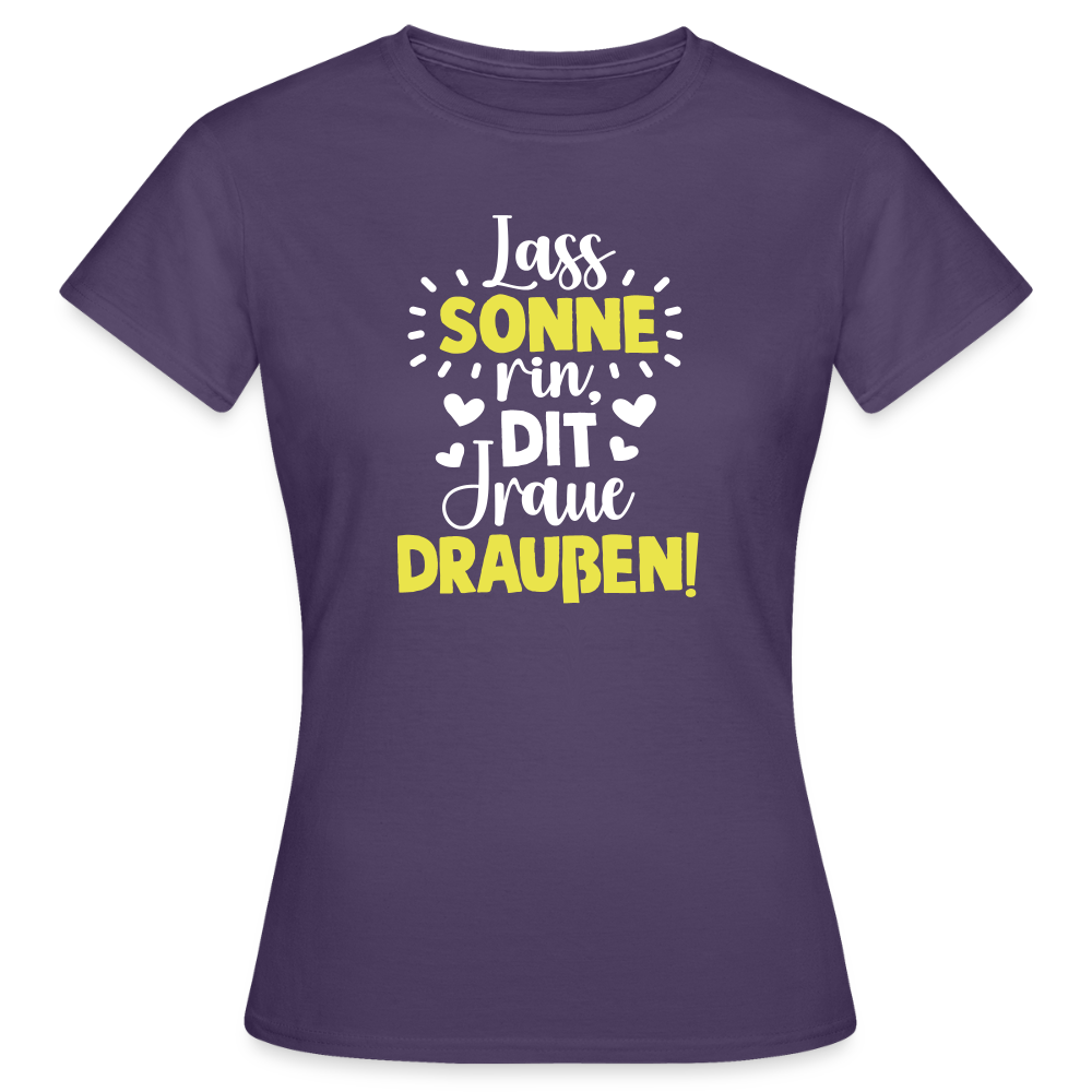 Lass Sonne rin, dit Jraue draußen! - Frauen Premium T-Shirt - Dunkellila