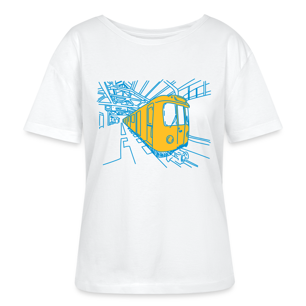 U-Bahn in Linien - Relaxed Rundhals Frauen Bio-T-Shirt - Weiß