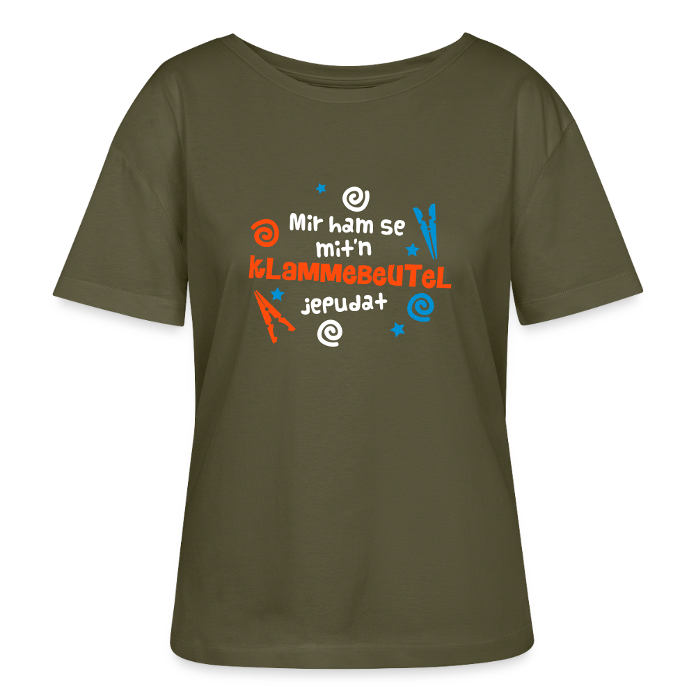 Mit'n Klammabeutel jepudat - Relaxed Rundhals Frauen Bio-T-Shirt - Khaki