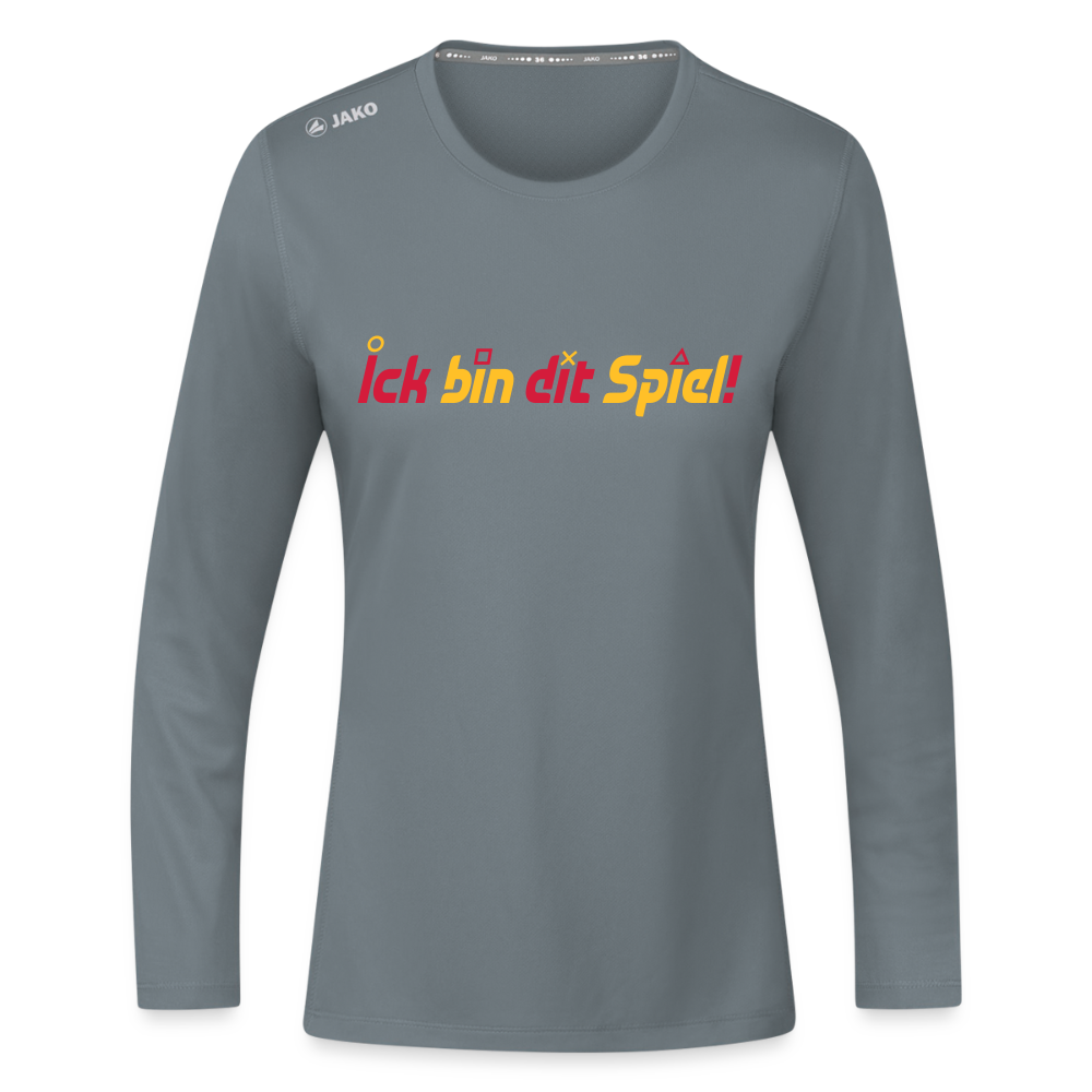 Ick bin dit Spiel! - Frauen Sport Langarmshirt - Grau