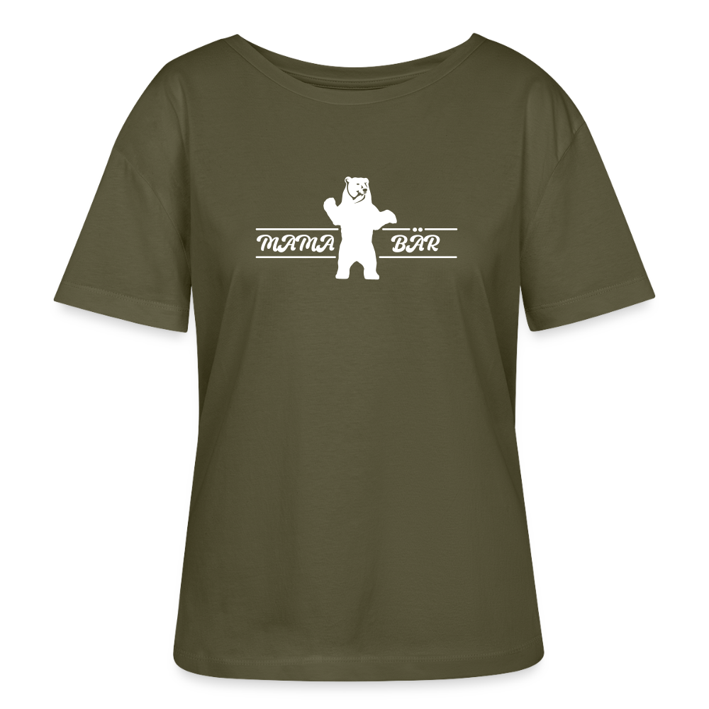 Mama Bär  - Relaxed Rundhals Frauen Bio-T-Shirt - Khaki