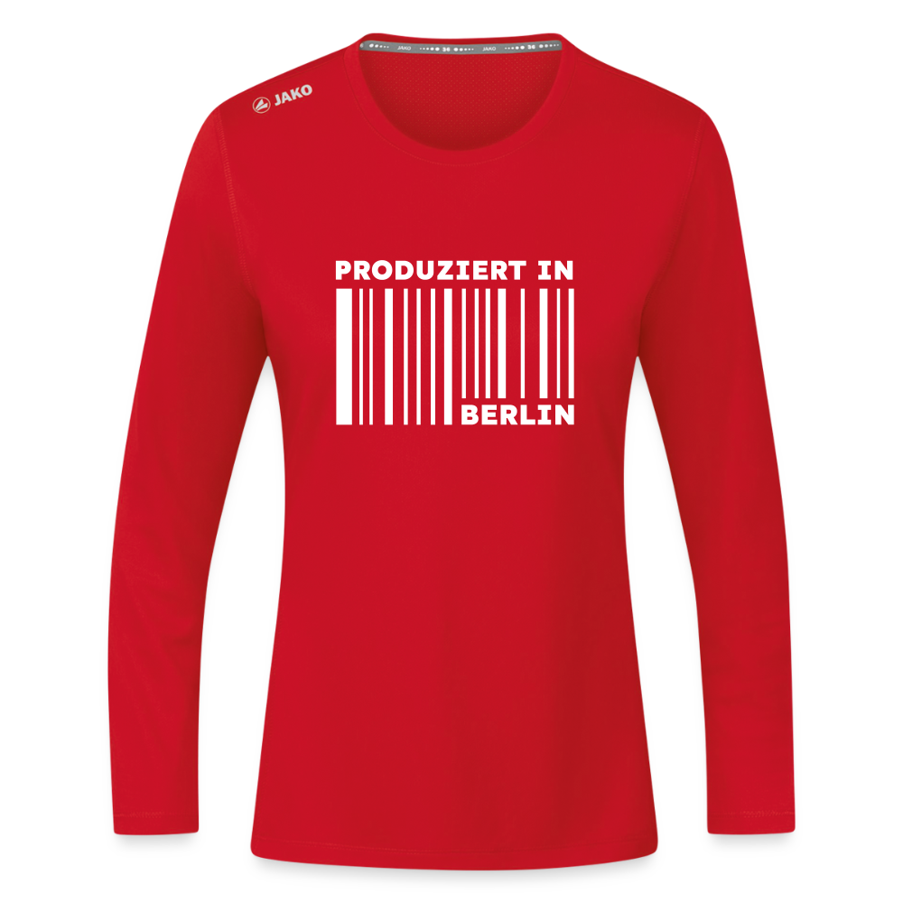 PRODUZIERT IN BERLIN - Frauen Sport Langarmshirt - Rot