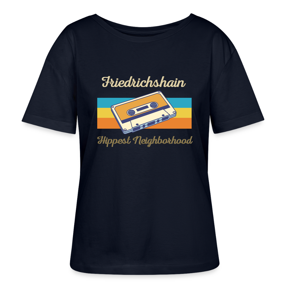 Friedrichshain Hippest Neighborhood - Relaxed Rundhals Frauen Bio-T-Shirt - Navy