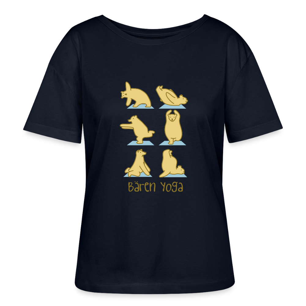 Bären Yoga - Relaxed Rundhals Frauen Bio-T-Shirt - Navy