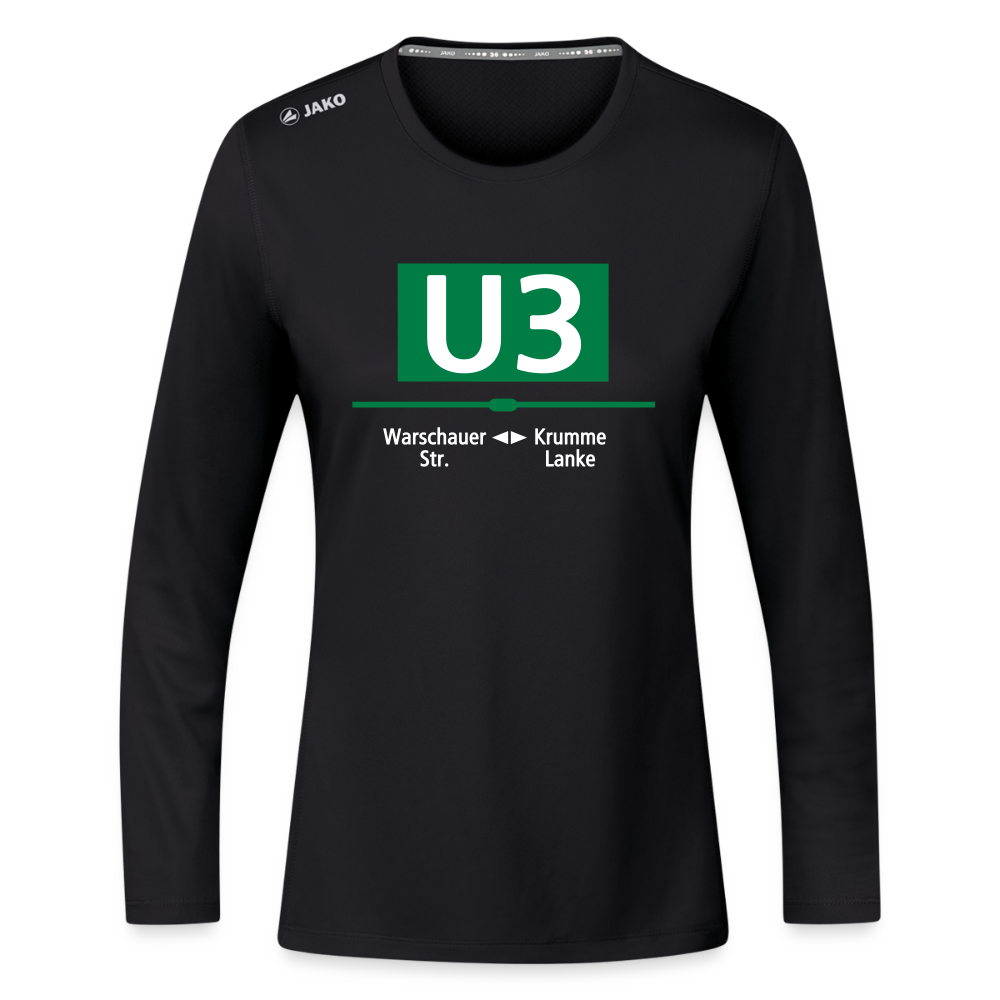 U3 - Frauen Sport Langarmshirt - Schwarz
