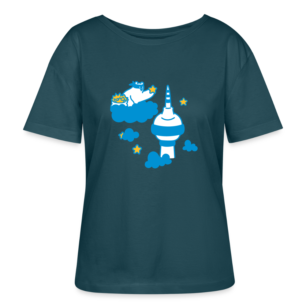 Berliner Bär bei Nacht - Relaxed Rundhals Frauen Bio-T-Shirt - Dunkles Petrol