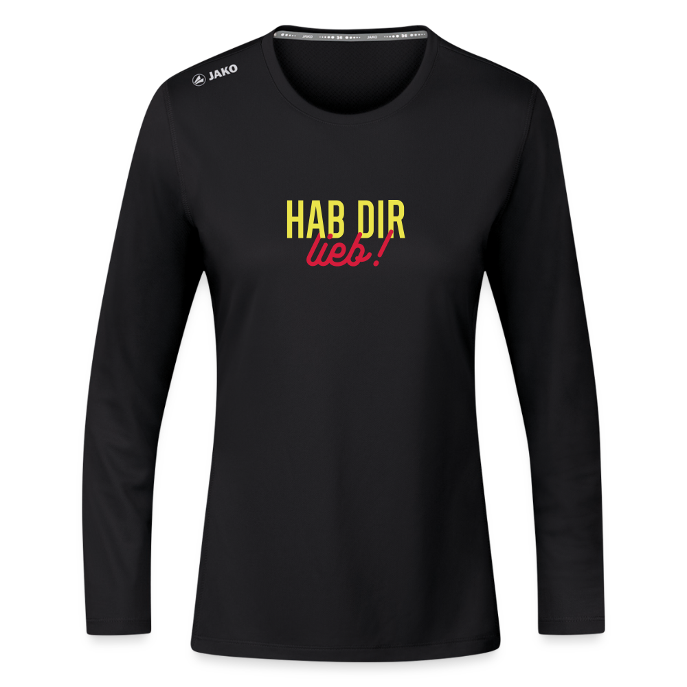 Hab Dir Lieb! - Frauen Sport Langarmshirt - Schwarz