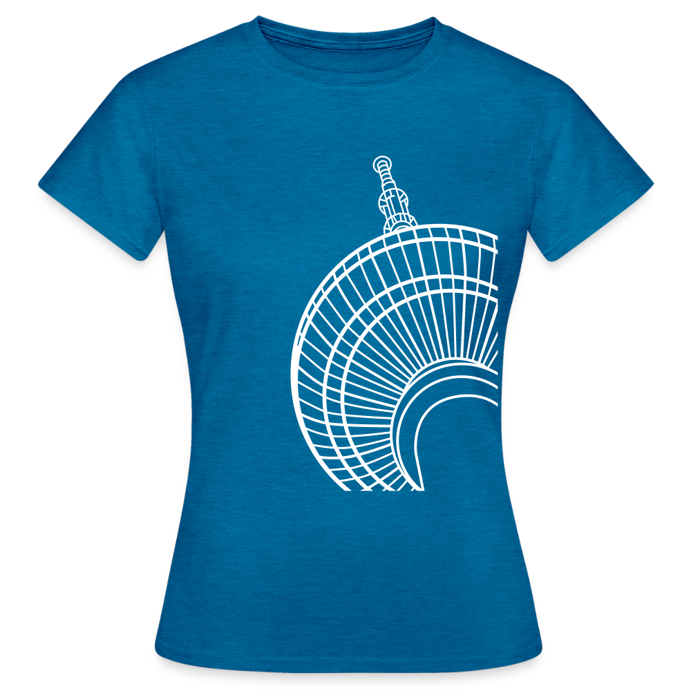 Der Turm von unten - weiß - Frauen Premium T-Shirt - Antikblaues Saphir meliert