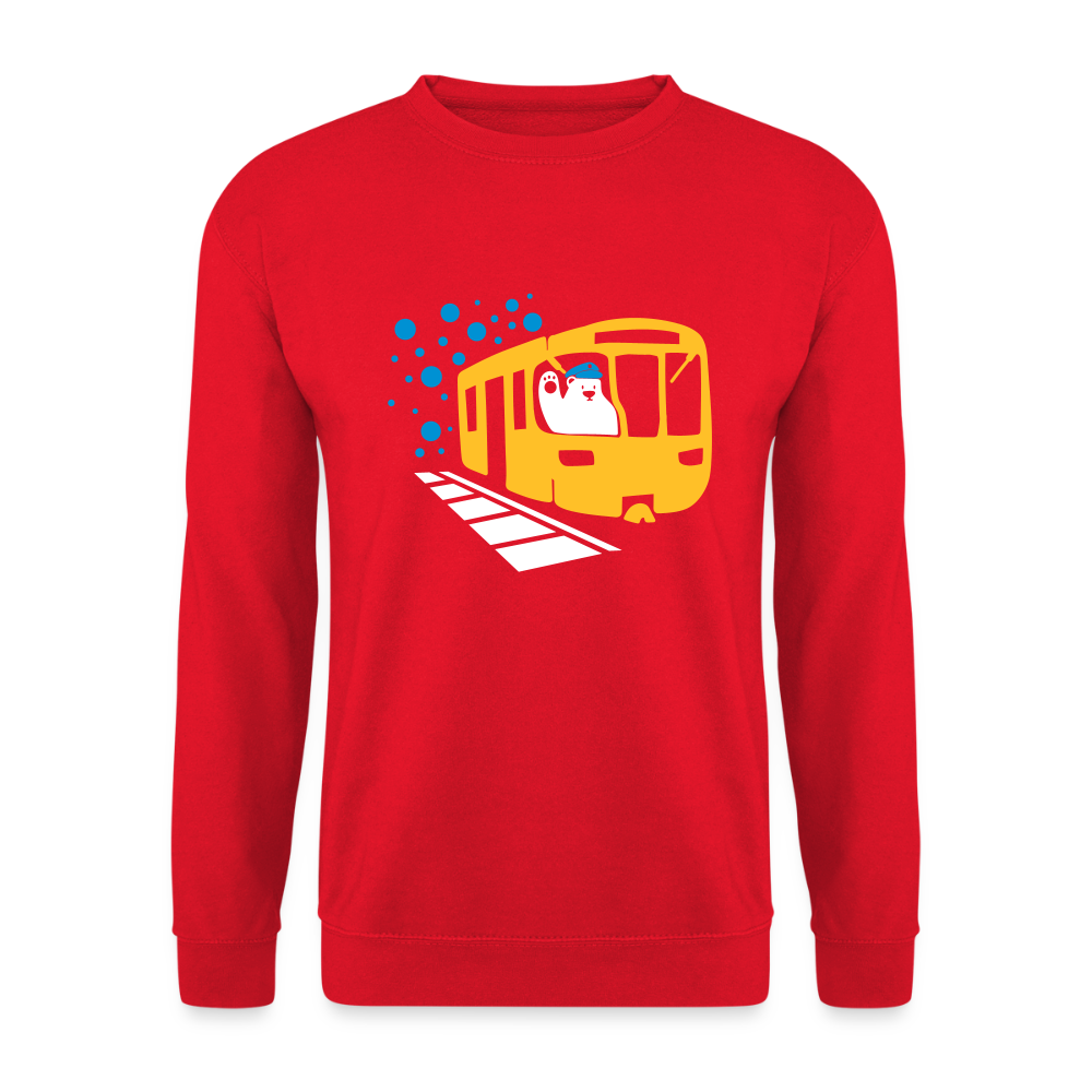 Bär in U-Bahn Kommt - Unisex Pullover - Rot