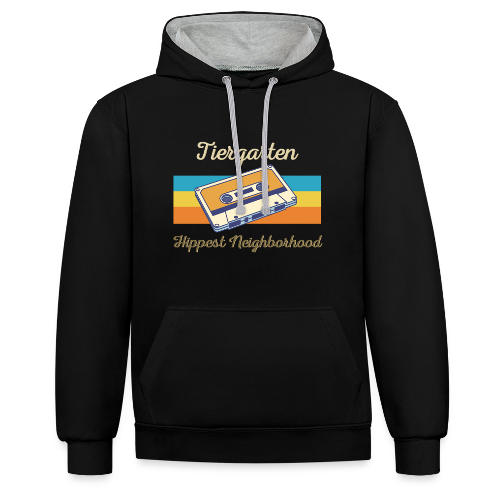 Tiergarten Hippest Neighborhood - Kontrast Hoodie - Schwarz/Grau meliert