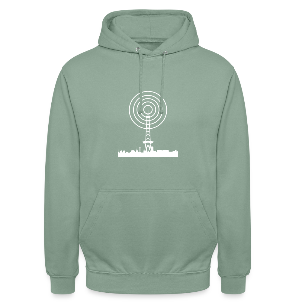 Funkturm im Fokus - Unisex Hoodie - Graugrün