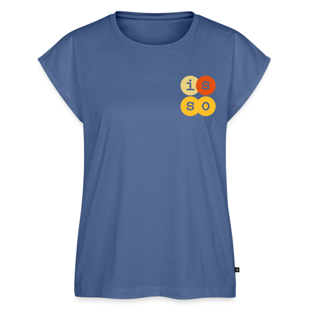 IsSo - Frauen T-Shirt mit gerollten Ärmeln - Taubenblau