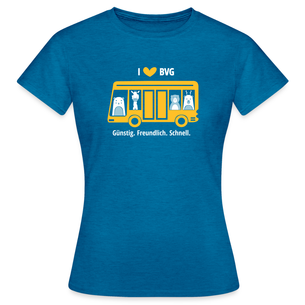 I love BVG - Frauen Premium T-Shirt - Antikblaues Saphir meliert