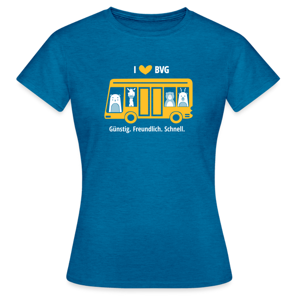 I love BVG - Frauen Premium T-Shirt - Antikblaues Saphir meliert
