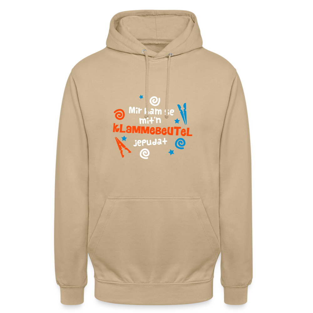 Mit'n Klammabeutel jepudat - Unisex Hoodie - Beige