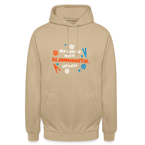 Mit'n Klammabeutel jepudat - Unisex Hoodie - Beige