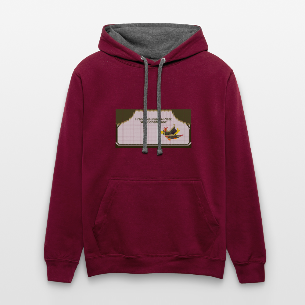 Franz-Neumann-Platz - Kontrast Hoodie - Weinrot/Anthrazit