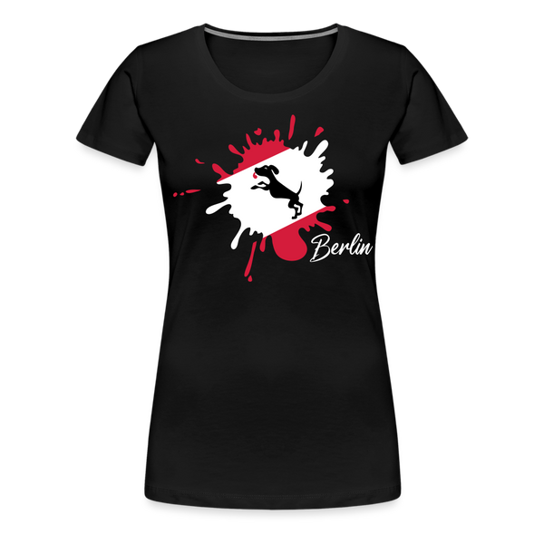 Berlin Klecks Hund - Frauen Premium T-Shirt - Schwarz