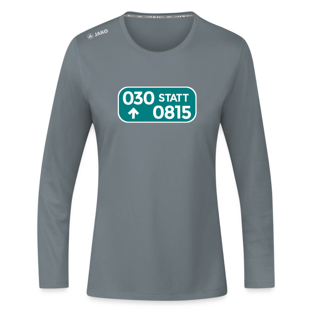 030 statt 0815 - Frauen Sport Langarmshirt - Grau