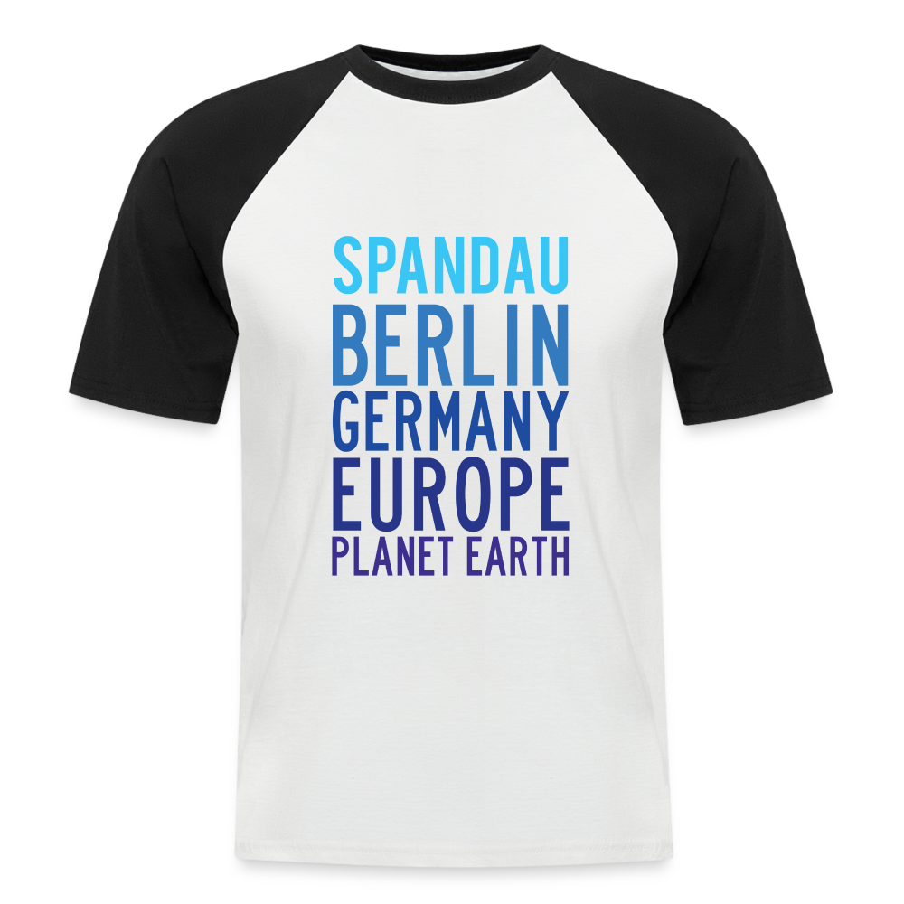 Spandau Planet Earth - Männer Baseball T-Shirt - Weiß/Schwarz
