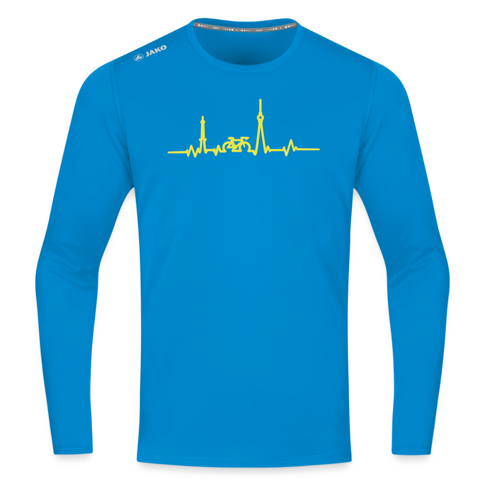 Herzschlag für Fahrradfahrer - Männer Sport Langamshirt - Saphirblau