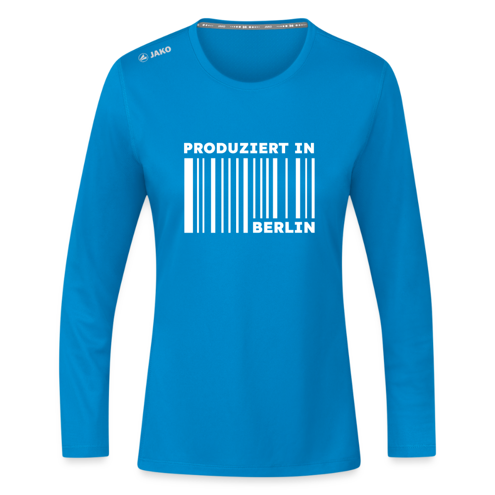 PRODUZIERT IN BERLIN - Frauen Sport Langarmshirt - Saphirblau