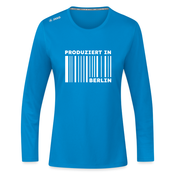 PRODUZIERT IN BERLIN - Frauen Sport Langarmshirt - Saphirblau