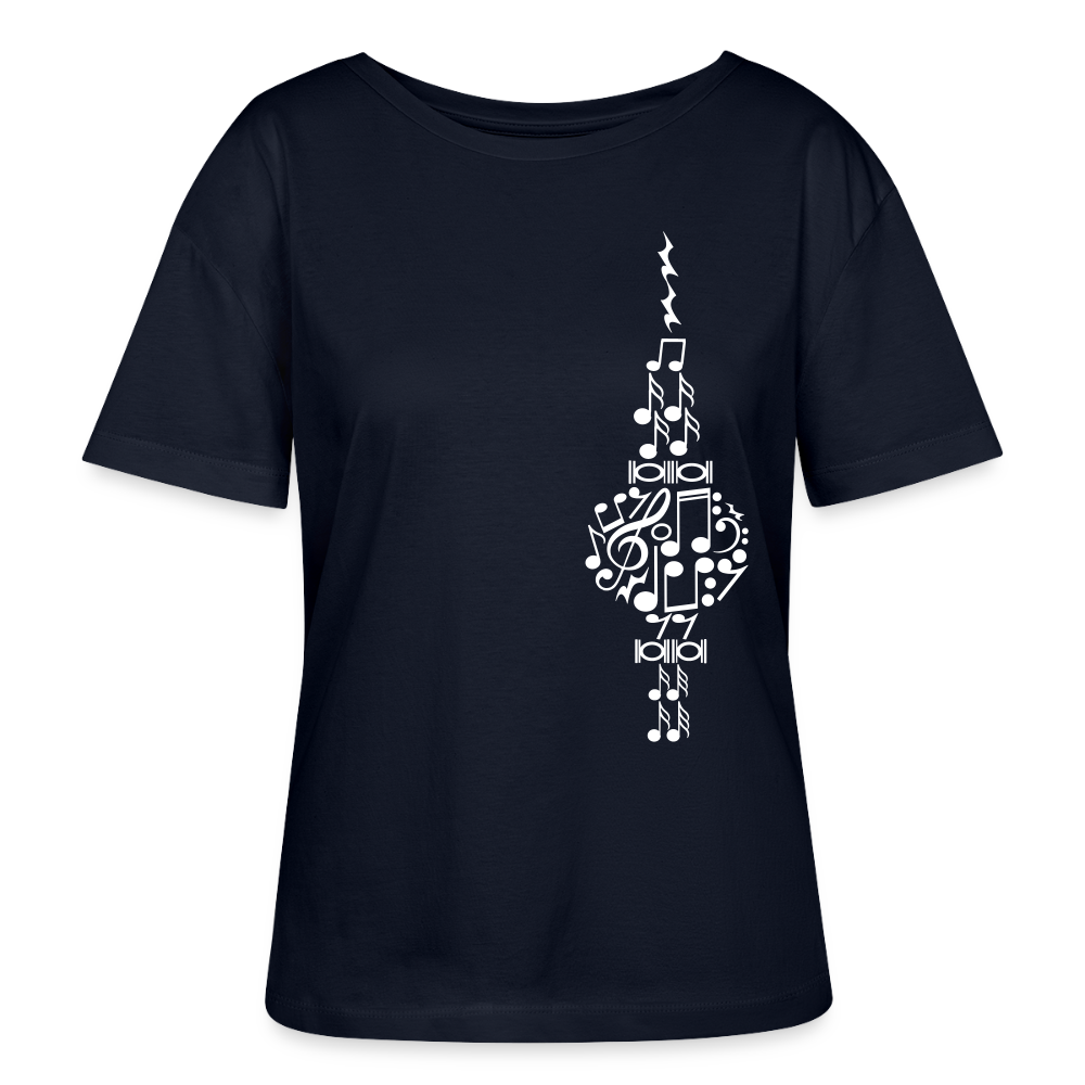 Fernsehturm der Noten - Relaxed Rundhals Frauen Bio-T-Shirt - Navy