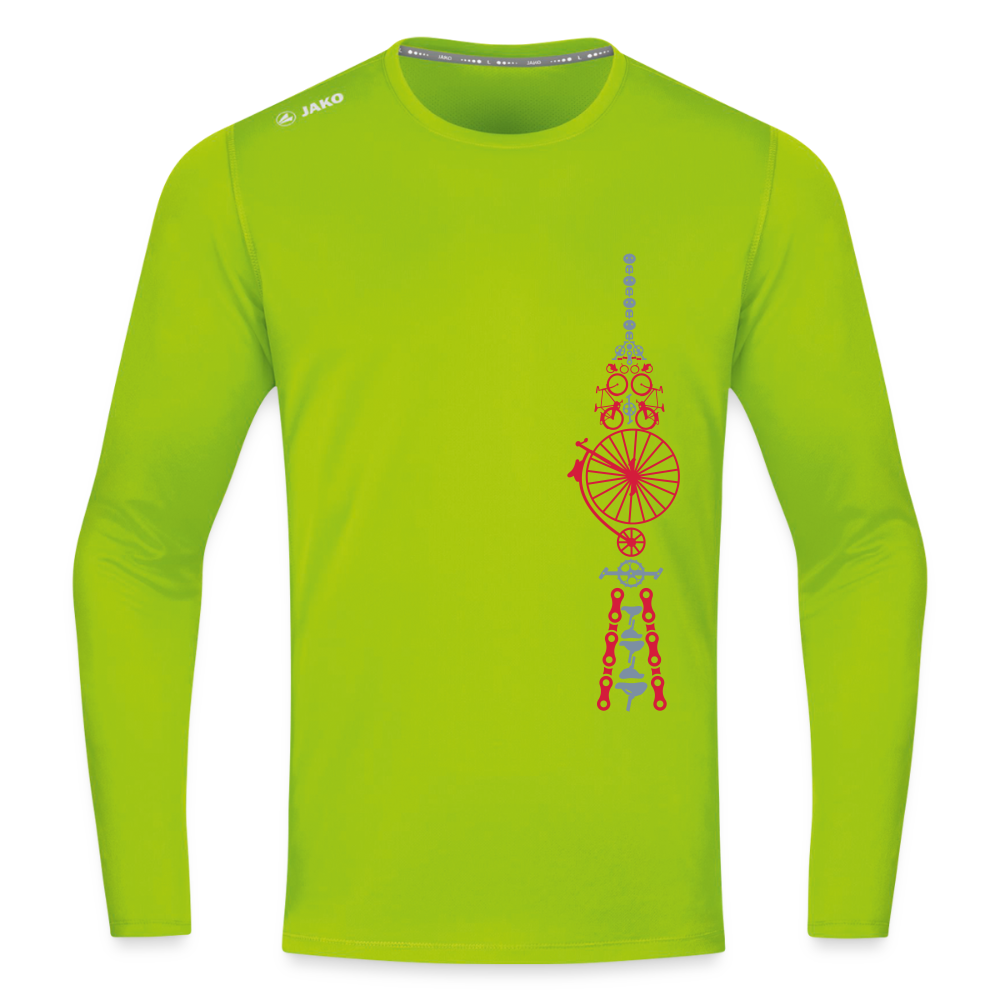 Fernsehturm der Fahrräder - Männer Sport Langamshirt - Neongrün