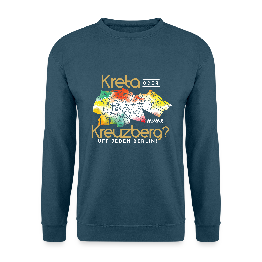 Kreta oder Kreuzberg - Unisex Pullover - Indigoblau